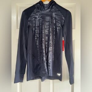 Womens sz S Black Lightweight Stretch Hoodie Pullover Top by BCG Zip Pocket